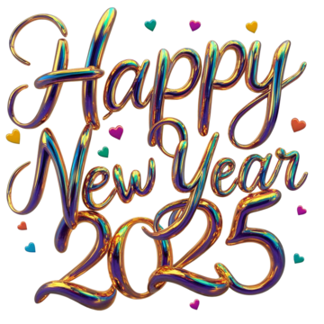 Kolorowy napis szczęśliwego nowego roku 2025